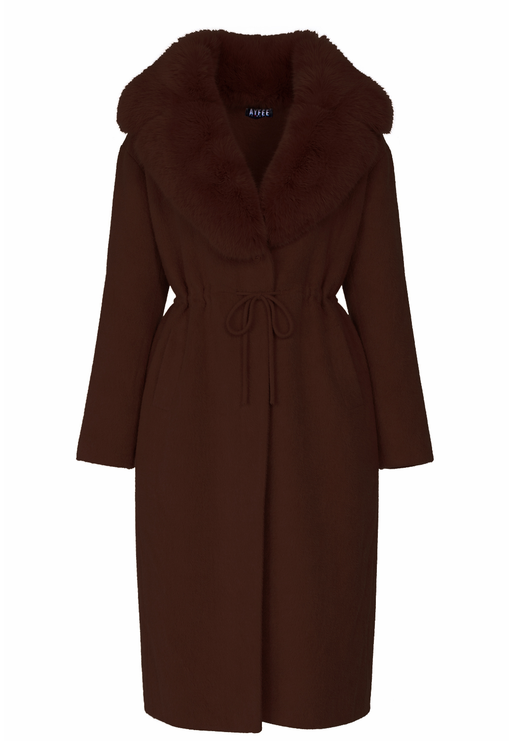 GIACCA LUNGA CON COLLO IN PELLICCIA,3 TG,100%NY,MADE IN PRC   - BROWN